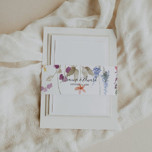 Classic Wild Colorful Floral Wedding Invitation Belly Band