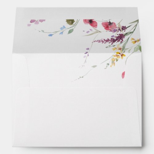 Classic Wild Colorful Floral Wedding Invitation Envelope