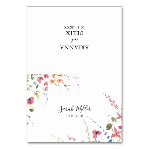 Classic Wild Colorful Floral Wedding Place Card