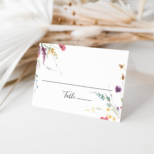 Classic Wild Colorful Floral Wedding  Place Card