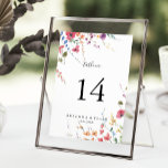 Classic Wild Colorful Floral Wedding  Table Number<br><div class="desc">This classic wild colorful floral wedding table number is perfect for a tropical wedding. The design features pink,  purple,  yellow,  burgundy,  navy and blue hand-drawn wild flowers,  arranged in beautiful shapes.

This is a double sided table number. Add each table number you need to your cart individually.</div>