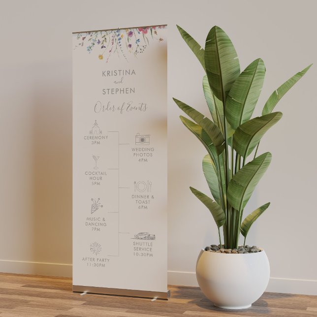 Classic Wild Colorful Floral Wedding Timeline Retractable Banner (Creator Uploaded)