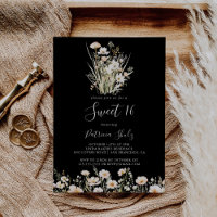 Classic Wildflower Black Sweet 16 Birthday Party