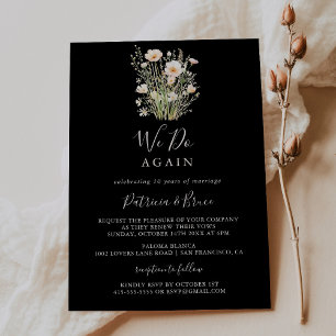 Classic Wildflower Black We Do Again Vow Renewal Invitation