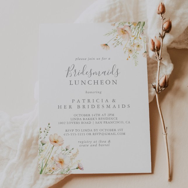 Classic Wildflower Bridesmaids Luncheon Shower Invitation (Creator Uploaded)