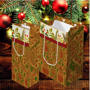 Classic William Morris Personalized Christmas Wine Gift Bag