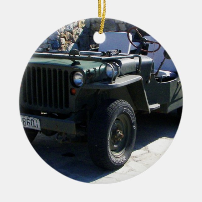 Classic Willy's Jeep. Ceramic Ornament (Front)