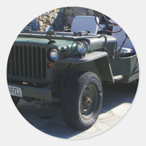 Classic Willys Jeep Classic Round Sticker