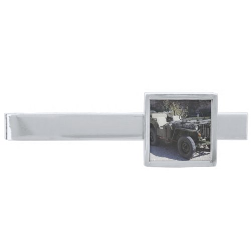 Classic Willys Jeep Silver Finish Tie Clip