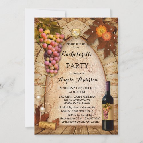 Classic Wine or Vineyard Bachelorette Invitation