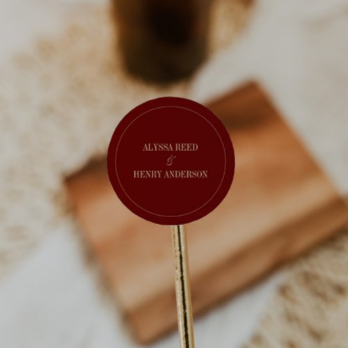 Classic Wine Red Bride & Groom Names Wedding