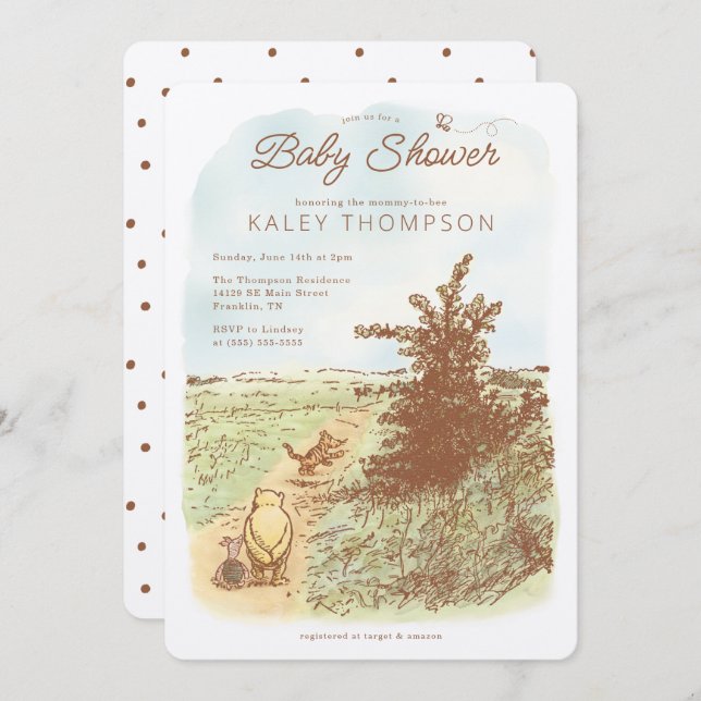 Classic Winnie the Pooh 100 Acre Wood Baby Shower Invitation (Front/Back)