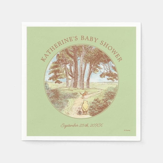 Classic Winnie the Pooh 100 Acre Wood Baby Shower Napkins (Front)