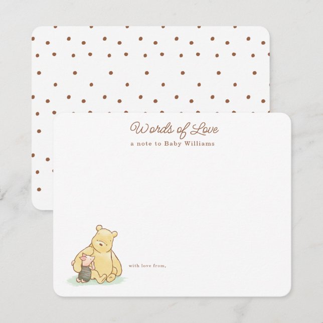 Classic Winnie the Pooh 100 Acre Wood Baby Shower Note Card (Front/Back)