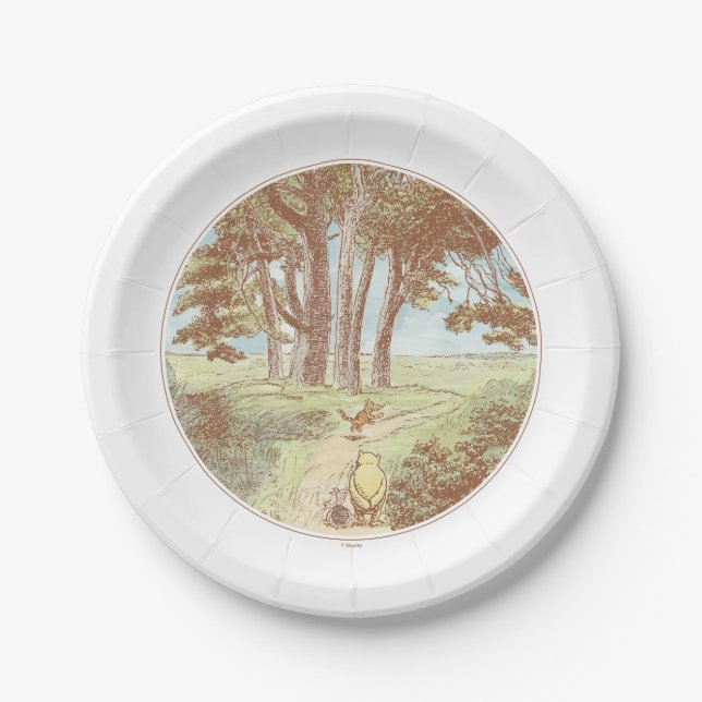 Classic Winnie the Pooh 100 Acre Wood Baby Shower Paper Plates (Front)