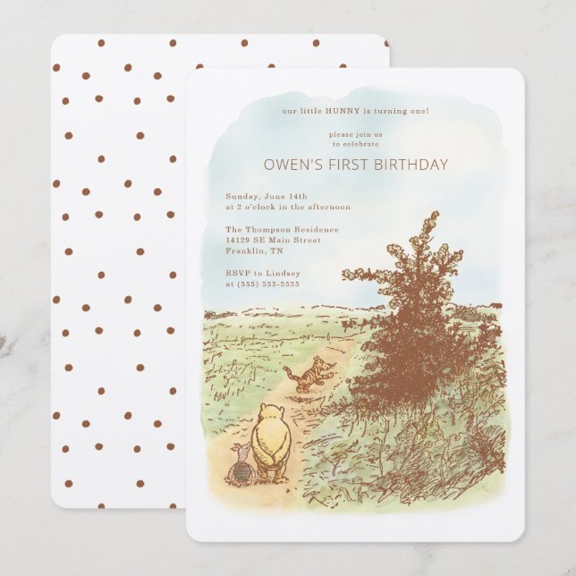 Classic Winnie the Pooh 100 Acre Wood Birthday Invitation (Front/Back)