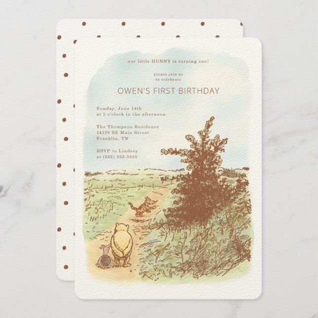 Classic Winnie the Pooh 100 Acre Wood Birthday Invitation (Front/Back)