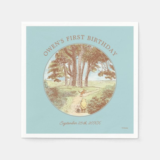 Classic Winnie the Pooh 100 Acre Wood Birthday Napkins (Front)