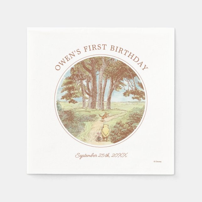 Classic Winnie the Pooh 100 Acre Wood Birthday Napkins (Front)