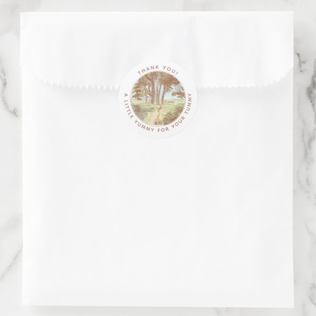 Classic Winnie the Pooh 100 Acre Wood | Treat  Round Sticker (Bag)