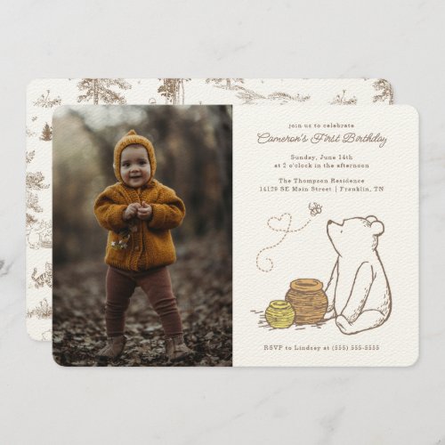 Classic Winnie the Pooh 1st Birthday _ Photo Invitation