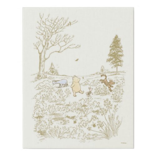 Classic Winnie the Pooh and Pals Line Art Nursery  Faux Canvas Print