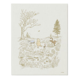 Classic Winnie the Pooh and Pals Line Art Nursery  Faux Canvas Print