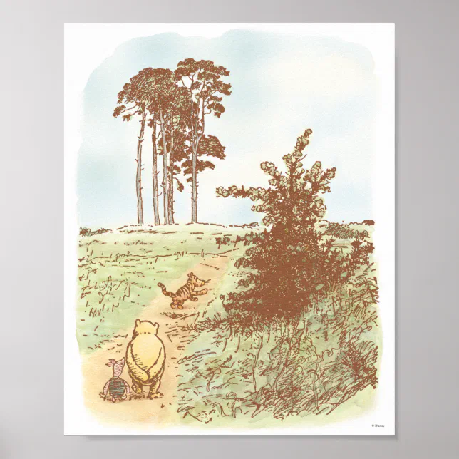 Classic Winnie the Pooh and Pals Nursery Poster | Zazzle