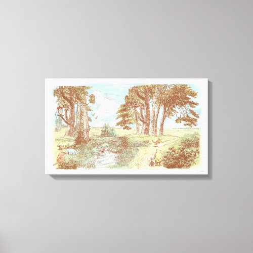 Classic Winnie the Pooh and Pals Watercolor Scene Canvas Print