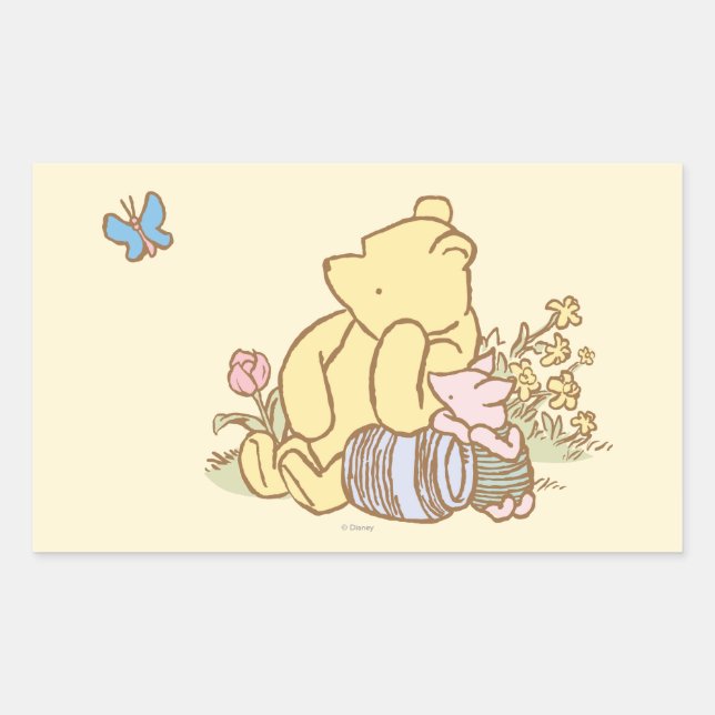 Classic Winnie the Pooh and Piglet 1 Rectangular Sticker (Front)