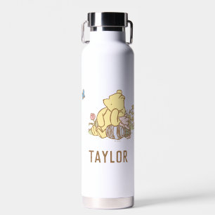 Classic Winnie the Pooh and Piglet   Add Your Name Water Bottle