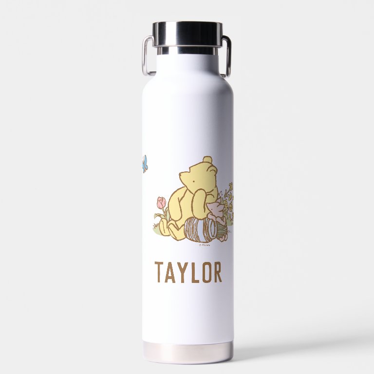 Classic Winnie the Pooh and Piglet | Add Your                    Name Water Bottle