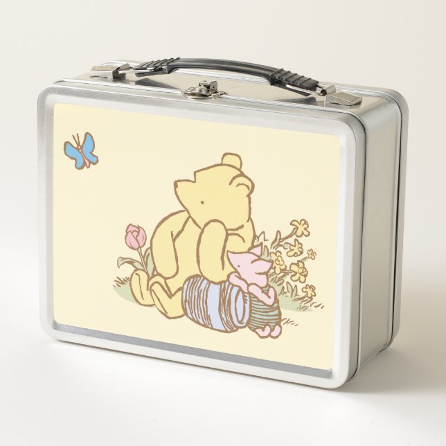 Classic Winnie the Pooh and Piglet Metal Lunch Box (Front)