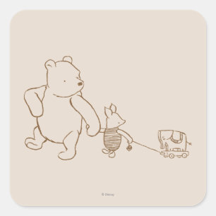 Classic Winnie the Pooh and Piglet Square Sticker