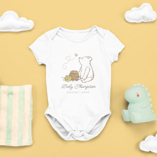 Classic Winnie the Pooh  | Baby Announcement Date Bodysuit