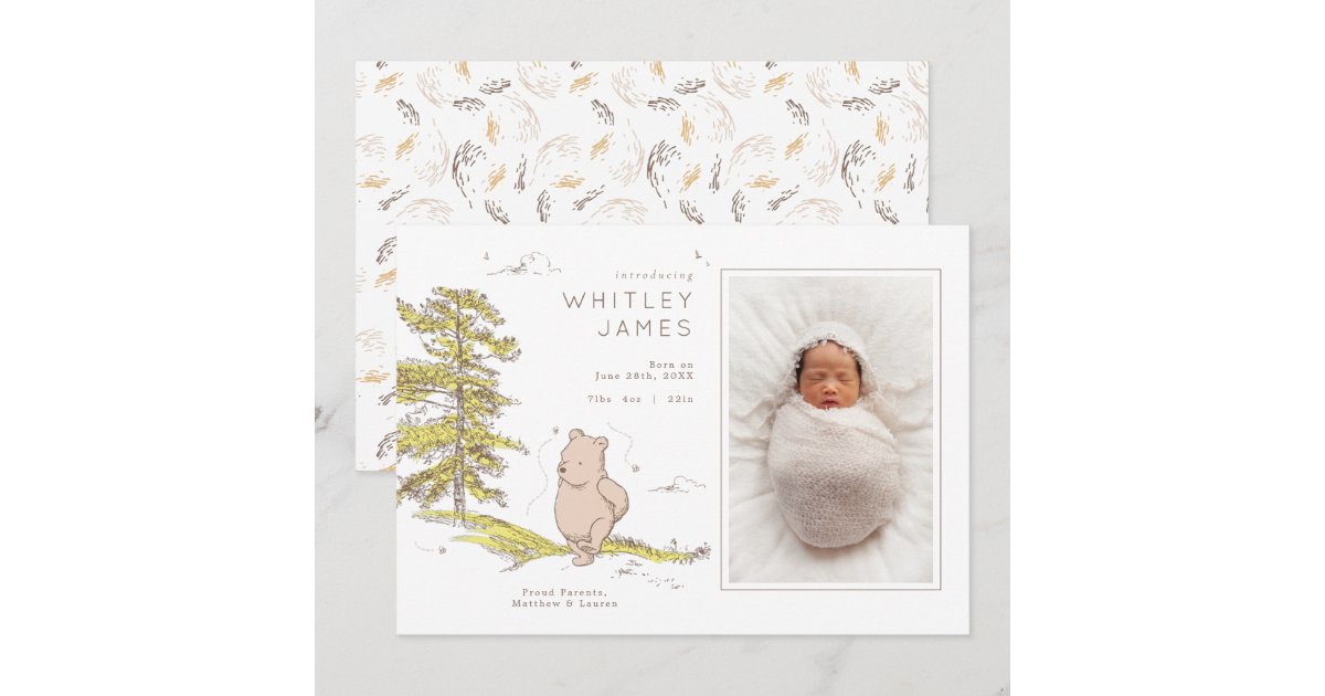 Classic Winnie the Pooh Baby Birth Announcement Zazzle
