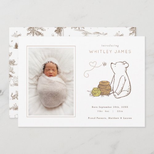 Classic Winnie the Pooh Baby Birth Announcement