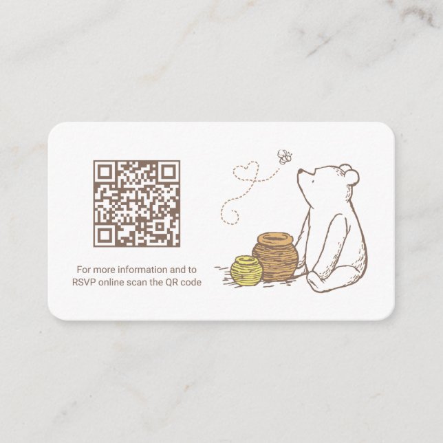 Classic Winnie the Pooh  Baby Shower Gift Registry Enclosure Card (Front)