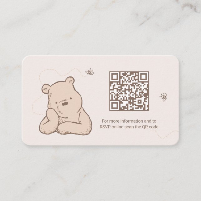 Classic Winnie the Pooh Baby Shower Gift Registry Enclosure Card (Front)