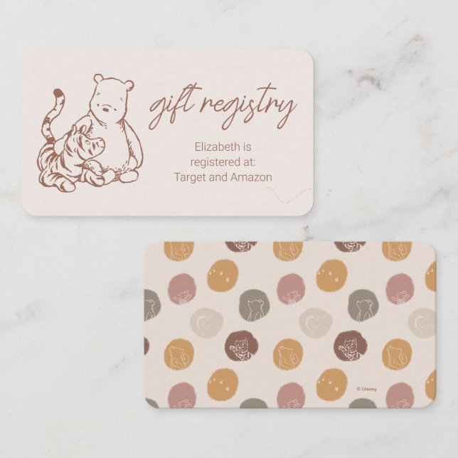 Classic Winnie the Pooh Baby Shower Gift Registry Enclosure Card (Front/Back)