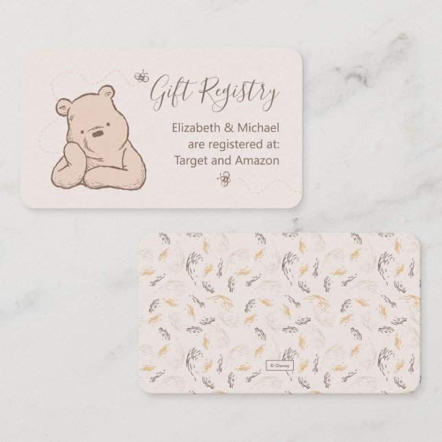 Classic Winnie the Pooh Baby Shower Gift Registry Enclosure Card (Front/Back)