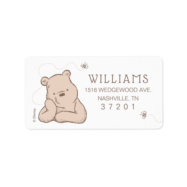 Classic Winnie the Pooh Baby Shower Label (Front)