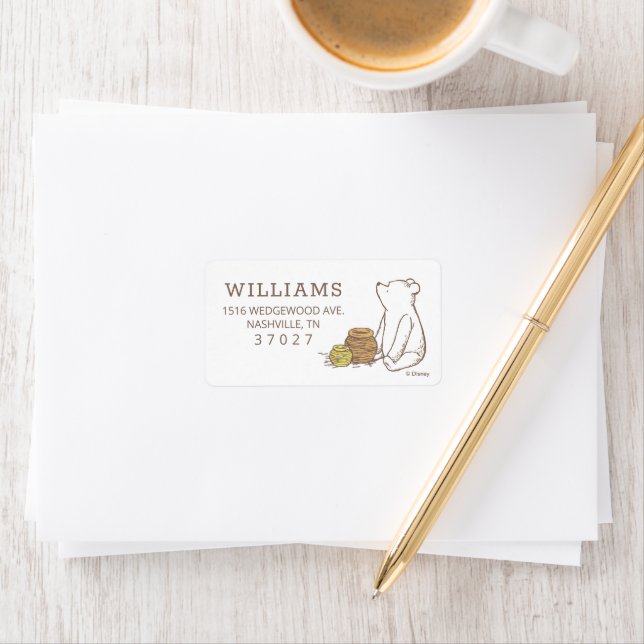 Classic Winnie the Pooh Baby Shower Label (Insitu)