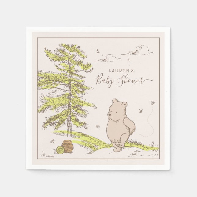 Classic Winnie the Pooh | Baby Shower Napkins (Front)