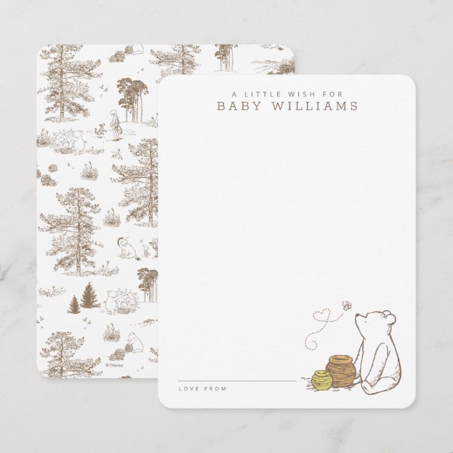 Classic Winnie the Pooh Baby Shower Note Card (Front/Back)