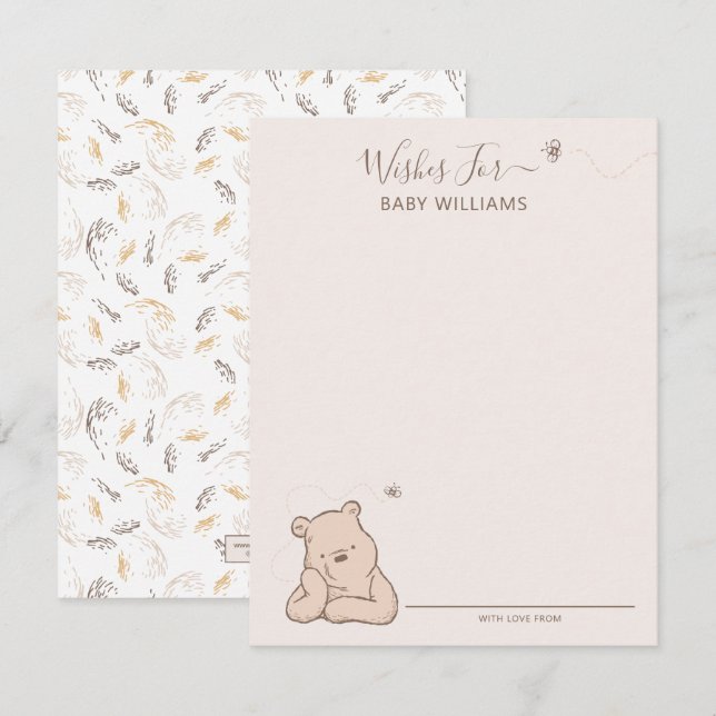Classic Winnie the Pooh Baby Shower Note Card (Front/Back)