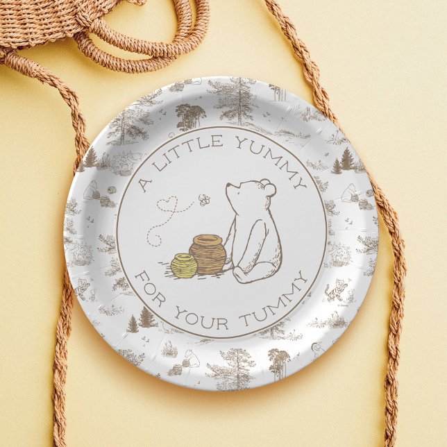 Classic Winnie the Pooh Baby Shower  Paper Plates (Plate on table)