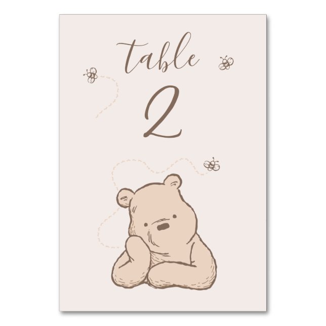 Classic Winnie the Pooh Baby Shower  Table Number (Front)