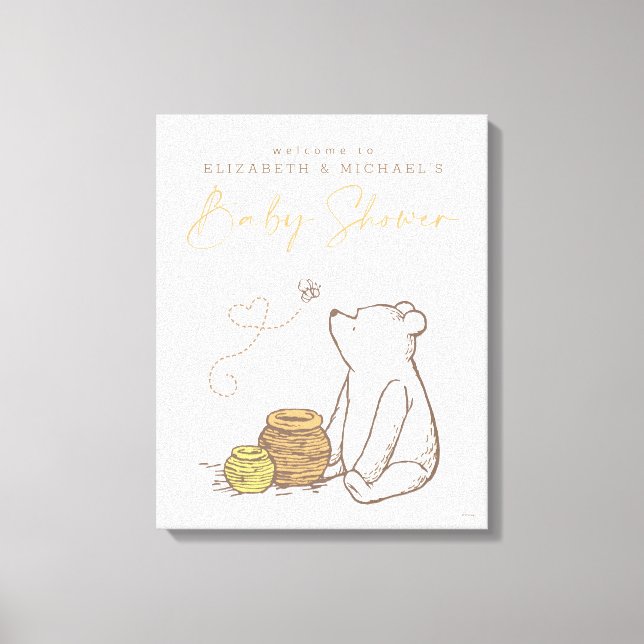 Classic Winnie the Pooh Baby Shower Welcome Sign (Front)