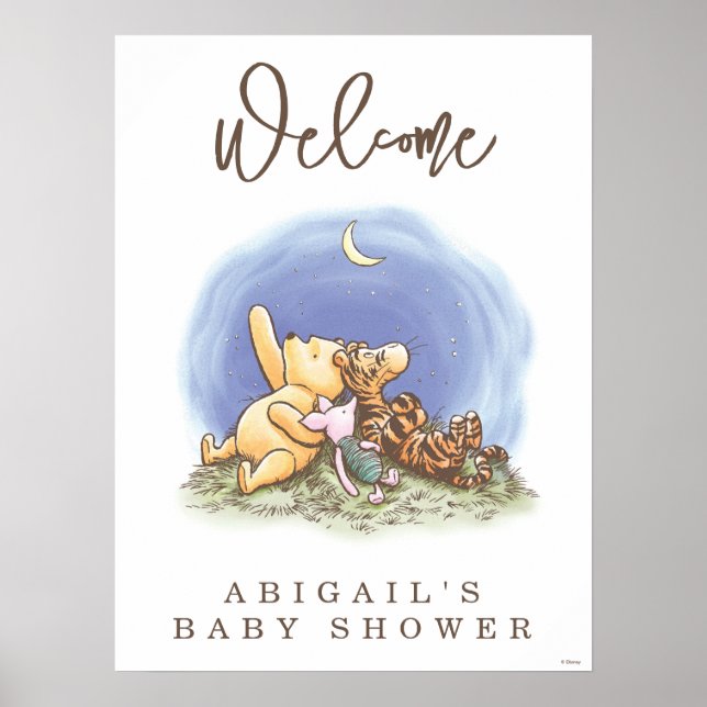 Classic Winnie the Pooh Baby Shower Welcome Sign (Front)